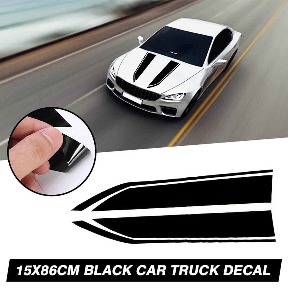 15x86cm-Black-Car-Truck-Decal-Vinyl-stickers-Hood-Decals-Racing-Stripe-1686743