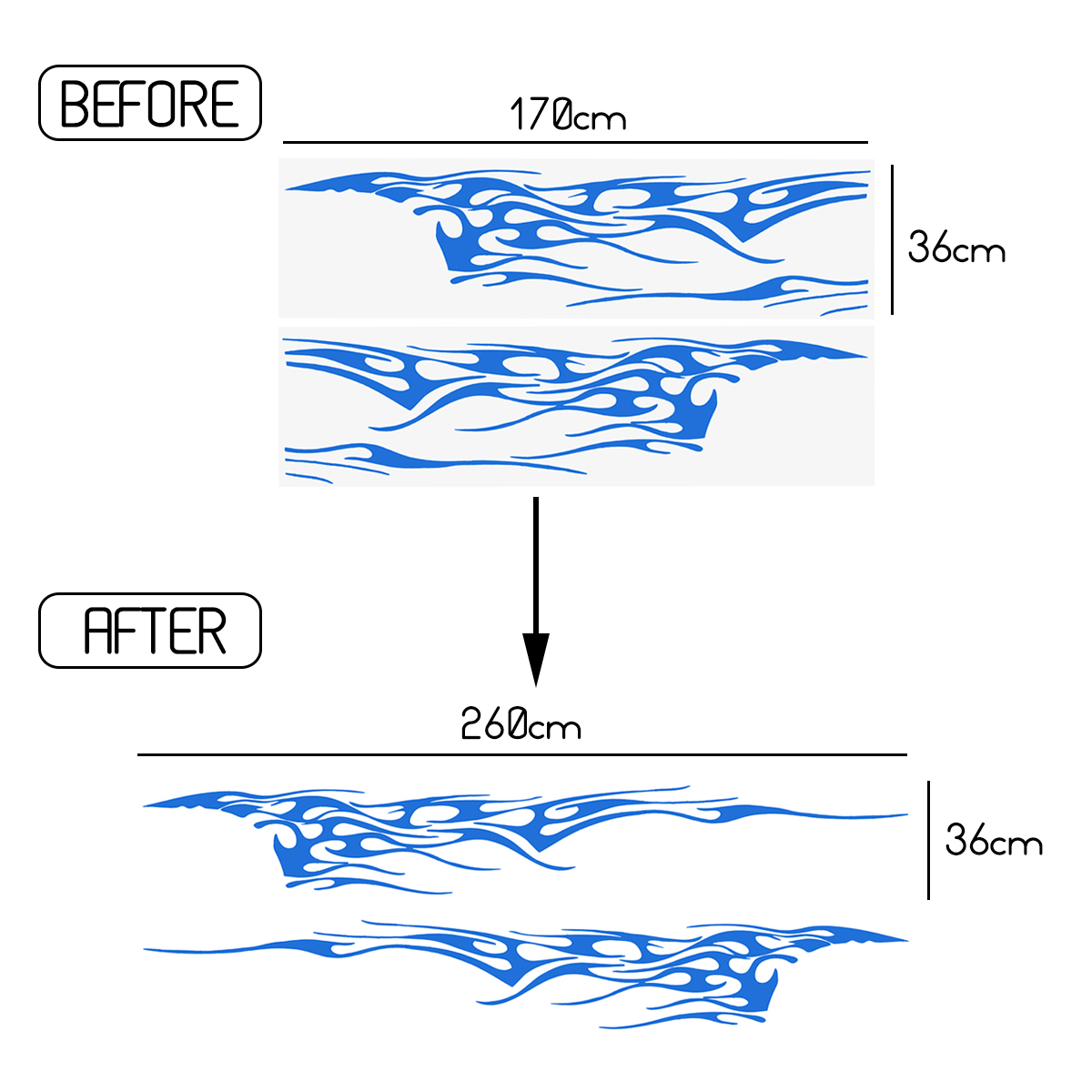 1Pair-102x14Inch-Car-Stickers-Body-Graphics-Vinyl-Decals-BlueRedYellowWhite-1428820