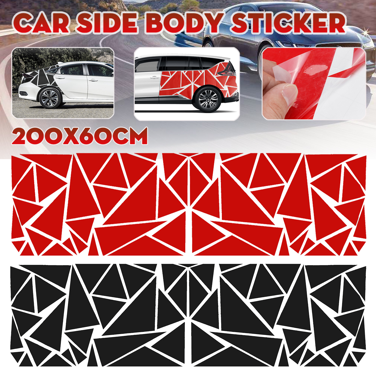 200x60cm-Car-Side-Body-Sticker-DIY-Vinyl-Decal-Graphic-Triangles-1705458