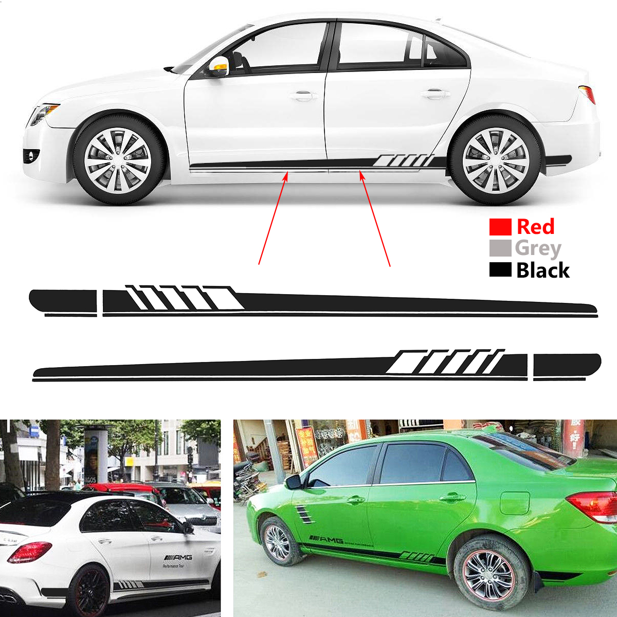 2PCS-Car-Side-Stickers-Body-Decals-Sticker-Long-Stripes-For-Mercedes-Benz-C-Racing-1712241