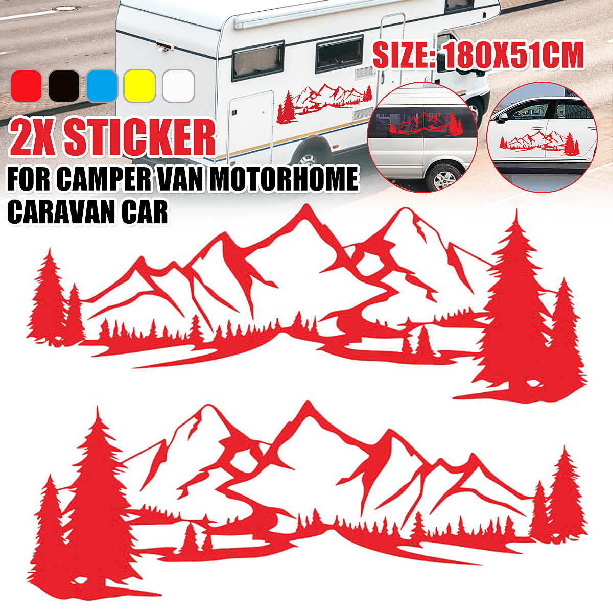 2PCS-Decal-Stickers-Side-Body-Large-Mountains-For-Camper-Motorhome-Van-Caravan-RVS-1733083