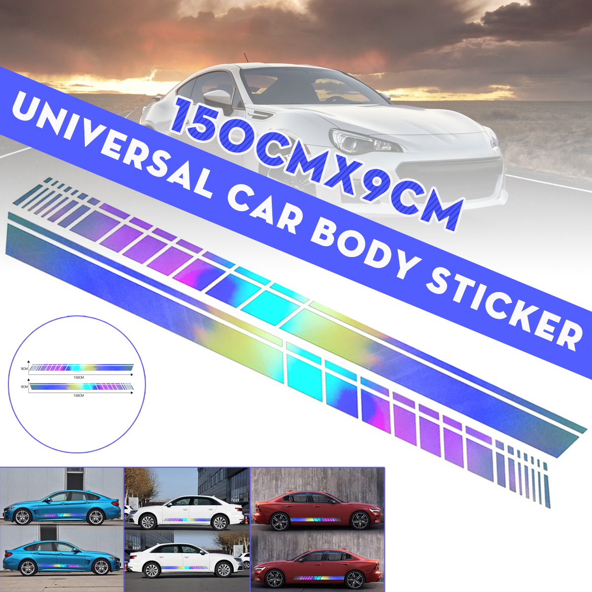 2Pcs-Car-Side-Body-Vinyl-Decal-Stickers-Stripe-Laser-Decals-Graphics-Universal-1653977