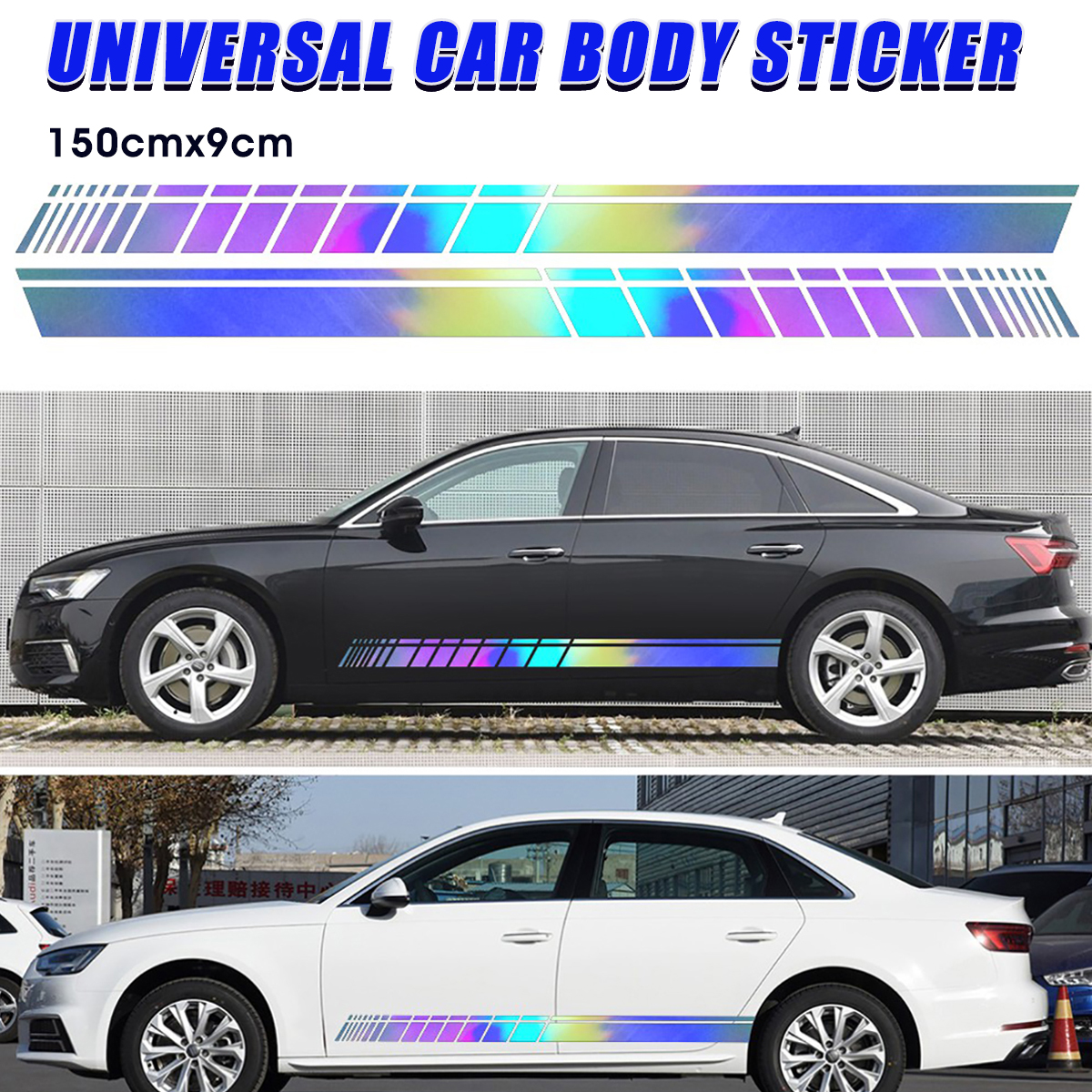 2Pcs-Car-Side-Body-Vinyl-Decal-Stickers-Stripe-Laser-Decals-Graphics-Universal-1653977