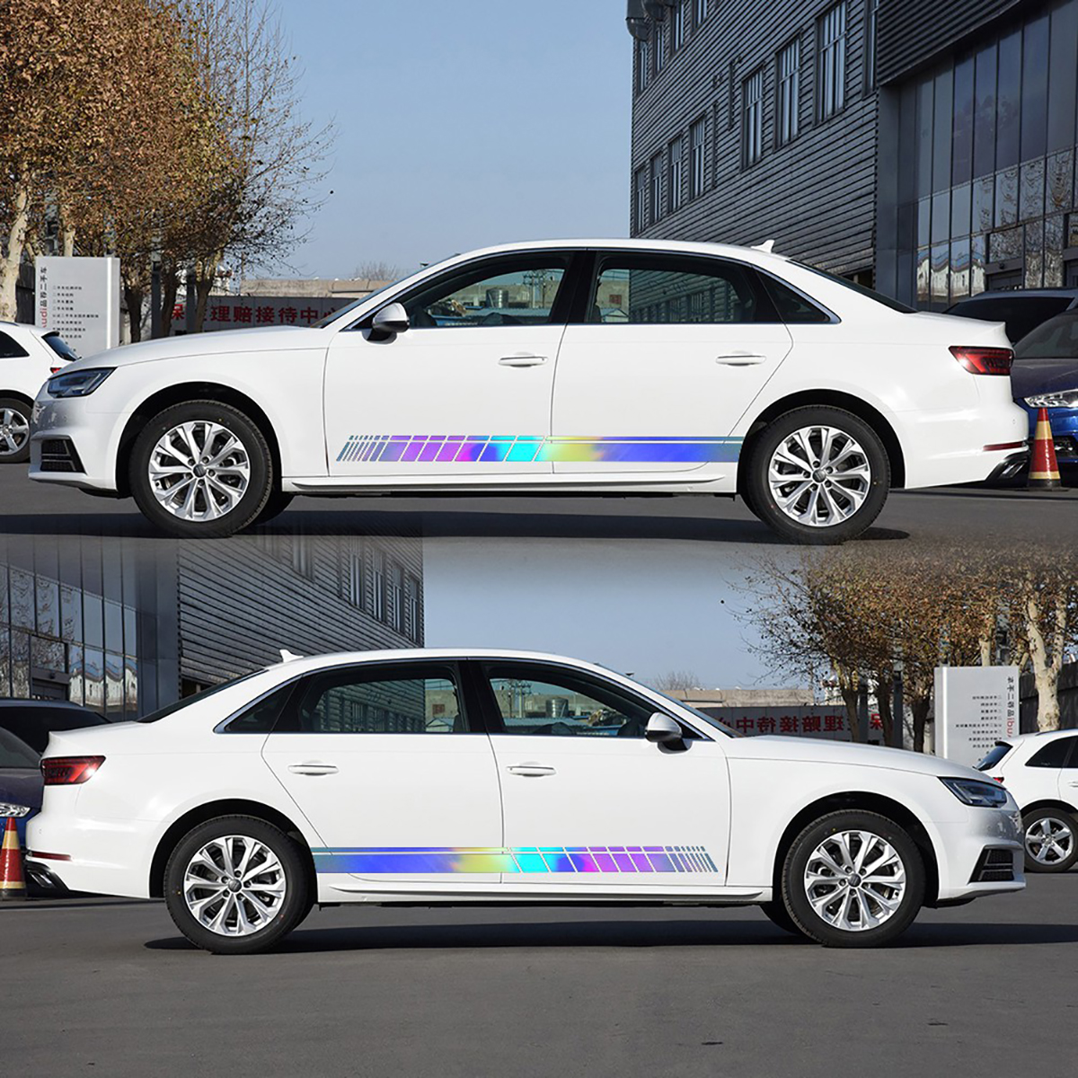 2Pcs-Car-Side-Body-Vinyl-Decal-Stickers-Stripe-Laser-Decals-Graphics-Universal-1653977