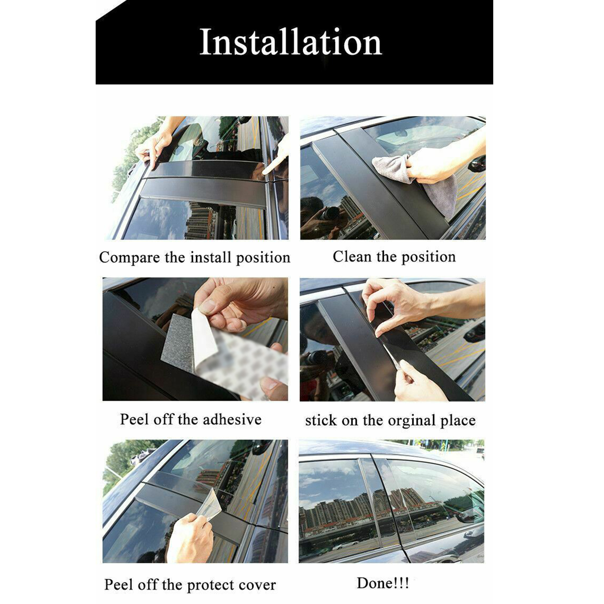 6PCS-Set-Window-Pillar-Posts-Stickers-Trim-For-Honda-Civic-Sedan-2016-2018-Carbon-1826919