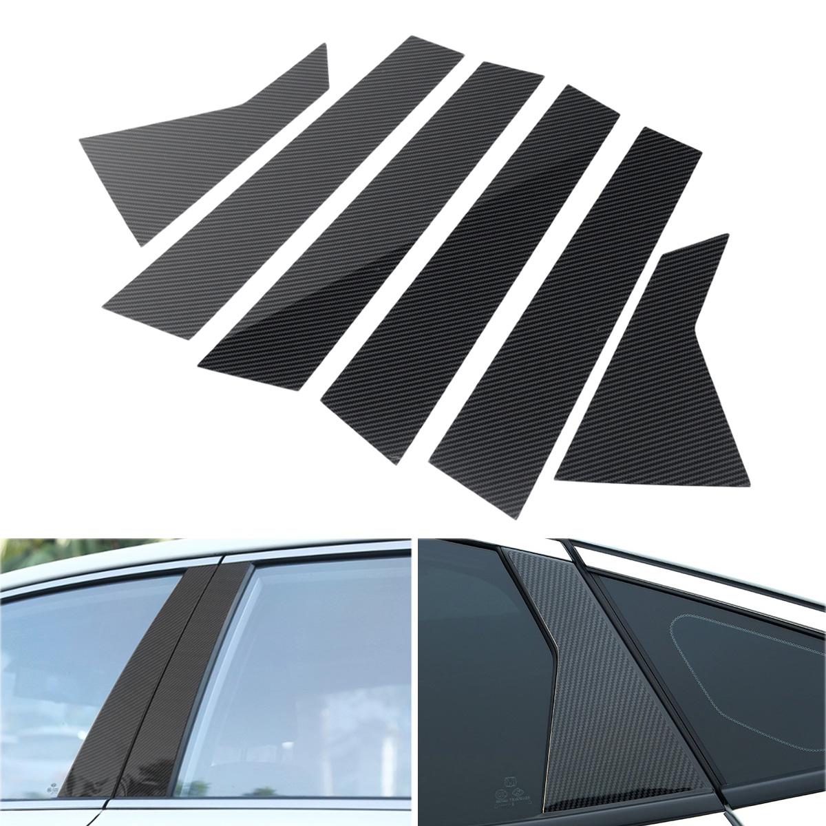 6PCS-Set-Window-Pillar-Posts-Stickers-Trim-For-Honda-Civic-Sedan-2016-2018-Carbon-1826919