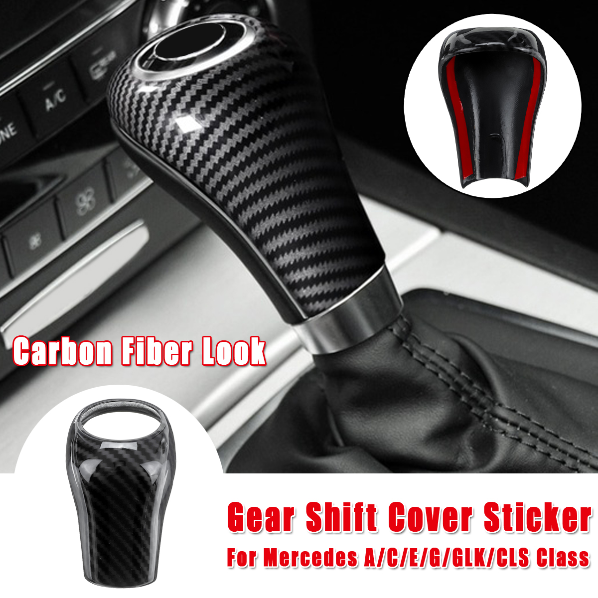 ABS-Carbon-Fiber-Gear-Shift-Cover-Trim-Sticker-For-Mercedes-Benz-ACEGGLKCLS-Class-1596576