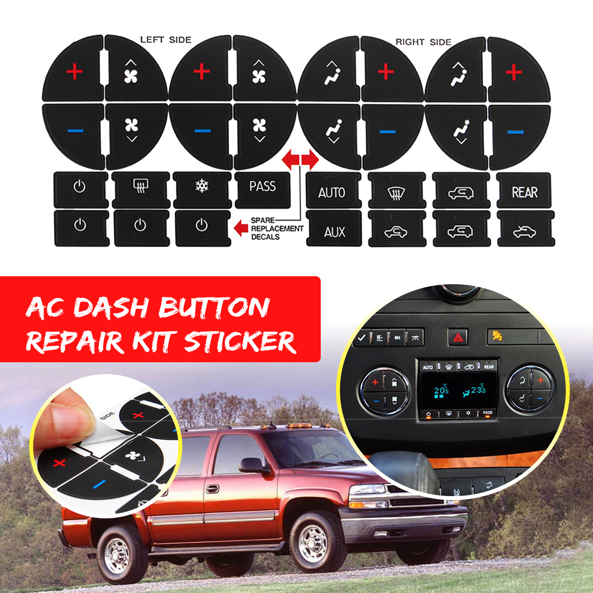 AC-Dash-Button-Repair-Kit-Car-PVC-Decals-Sticker-For-General-Motors-SUV-Trucks-1534627