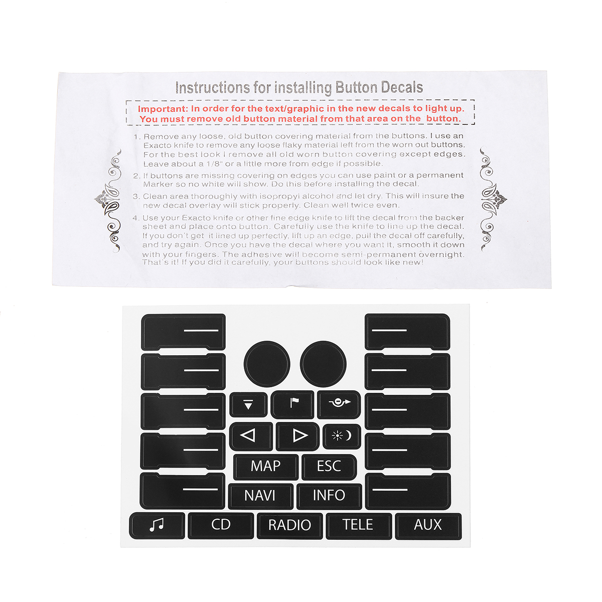 Car-Control-Button-Repair-Kit-Decals-Stickers-for-VW-Volkswagen-Touareg-04ndash09-1435822