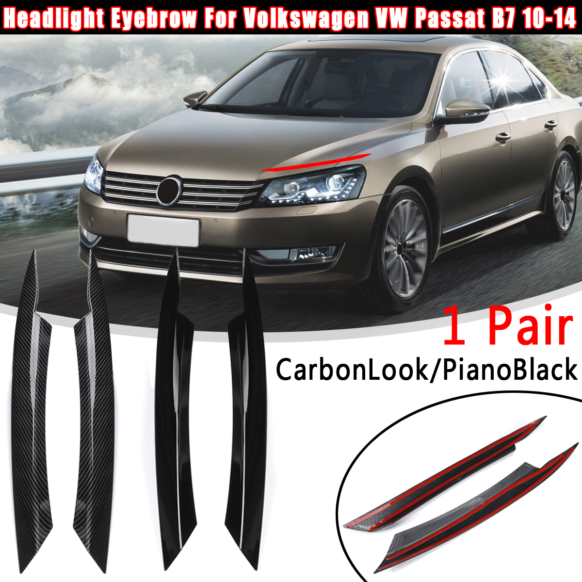 Car-Headlight-Head-Lamp-Light-Eyelid-Eyebrow-Stickers-Cover-Trim-For-Volkswagen-VW-Passat-B7-2010-20-1610662