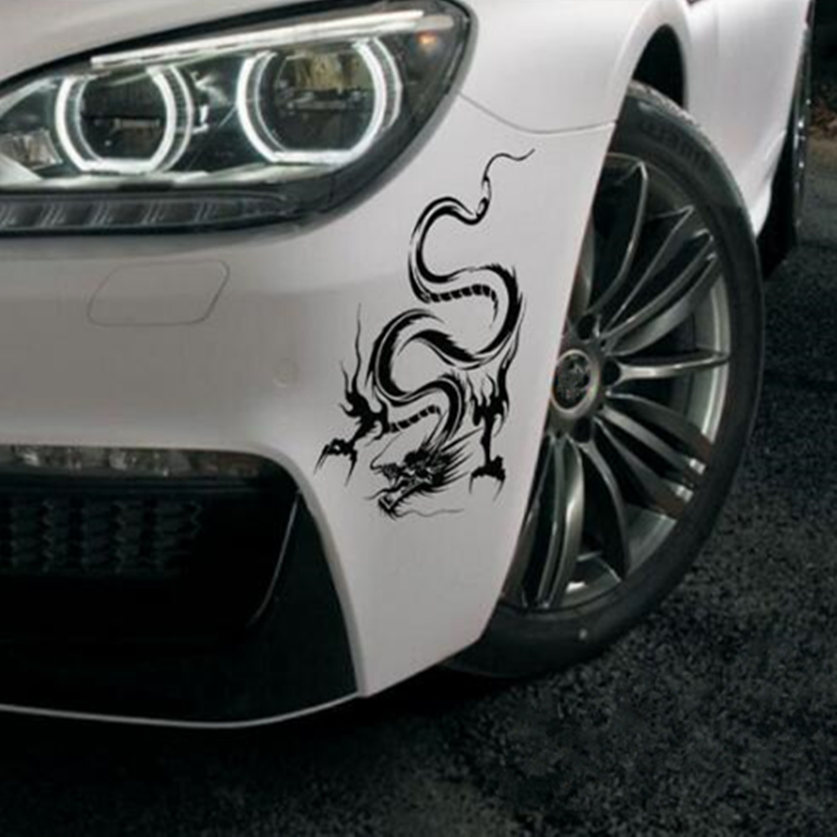 Car-Hood-Body-Vinyl-Graphic-Wrap-Decal-Dragon-Sticker-Black-Racing-Sport-Reflect-1216745