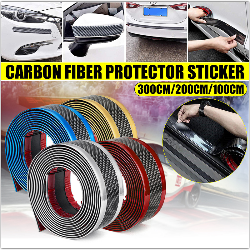 Car-Stickers-Carbon-Fiber-Blue-Rubber-Door-Sill-Protector-Edge-Guard-Strip-5CM3M-1601272