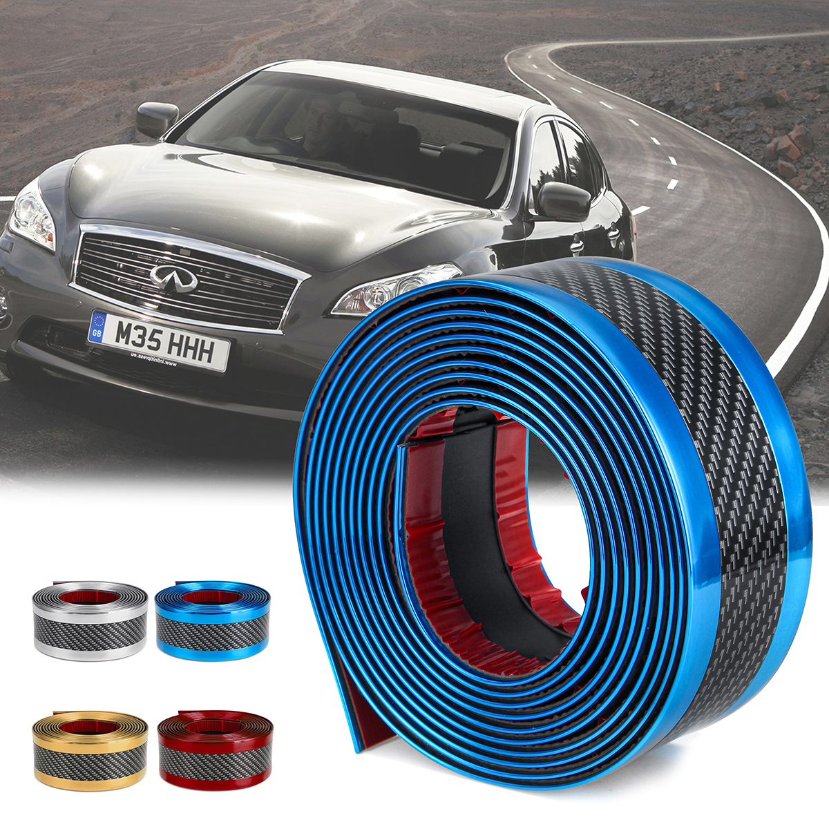 Car-Stickers-Carbon-Fiber-Blue-Rubber-Door-Sill-Protector-Edge-Guard-Strip-5CM3M-1601272
