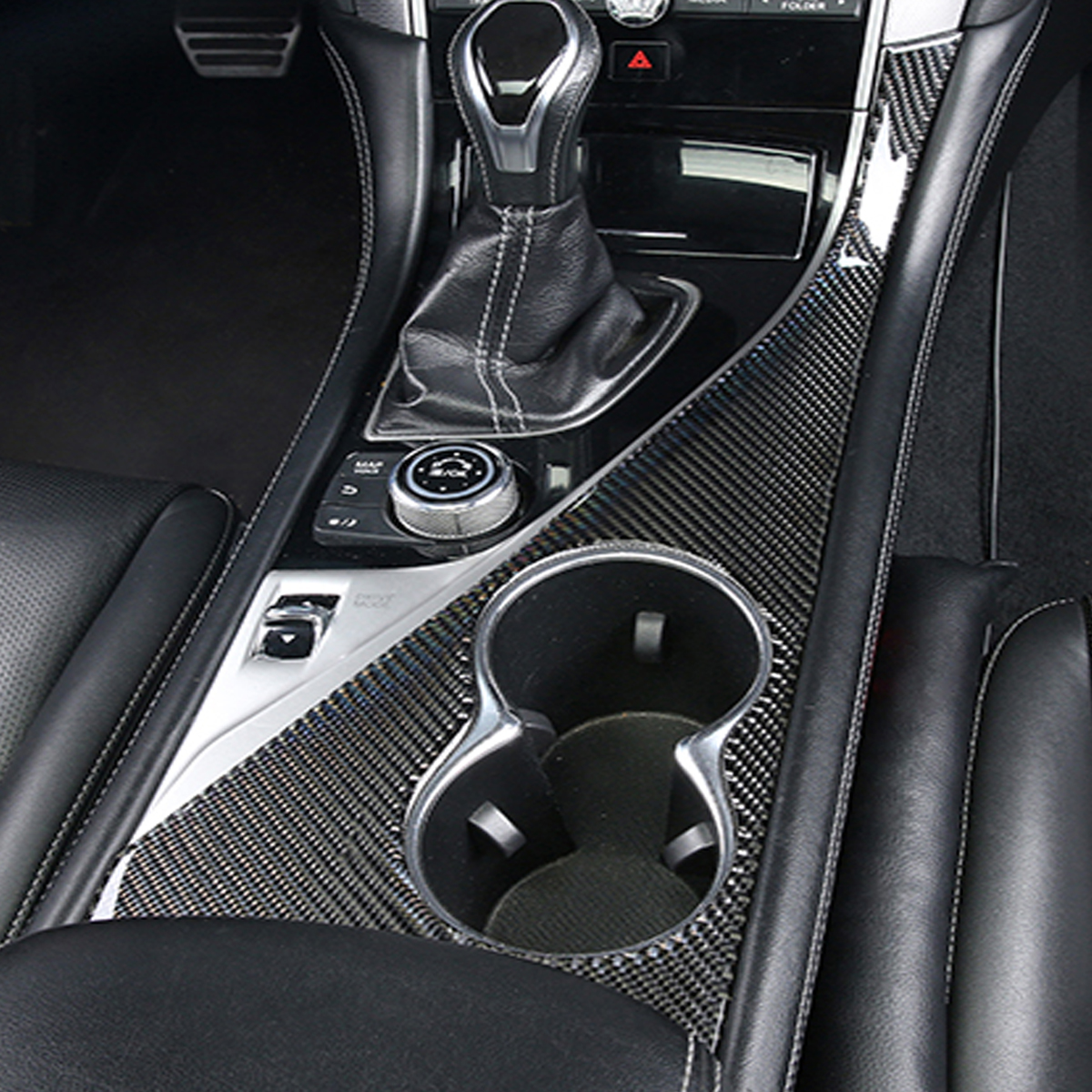 Car-Water-Cup-Holder-Panel-Trim-Cover-Carbon-Fiber-Sticker-For-Infiniti-Q50-Q60-2014-2019-1560255