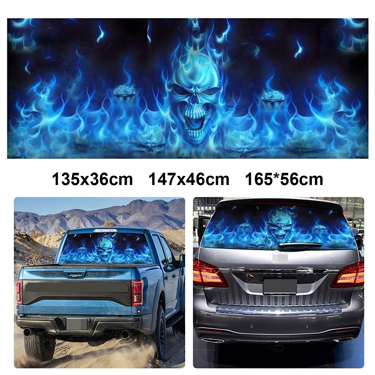 Car-Window-Sticker-Wall-Decal-Waterproof-PVC-Blue-Flaming-Skull-Truck-Decor-1679304