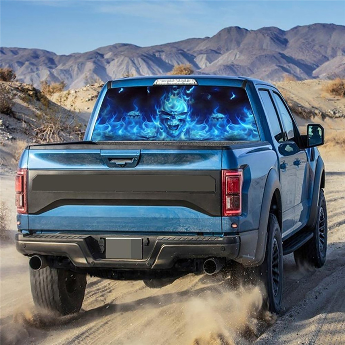 Car-Window-Sticker-Wall-Decal-Waterproof-PVC-Blue-Flaming-Skull-Truck-Decor-1679304