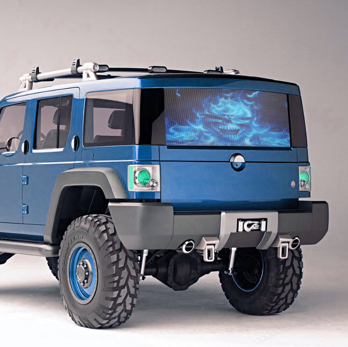 Car-Window-Sticker-Wall-Decal-Waterproof-PVC-Blue-Flaming-Skull-Truck-Decor-1679304