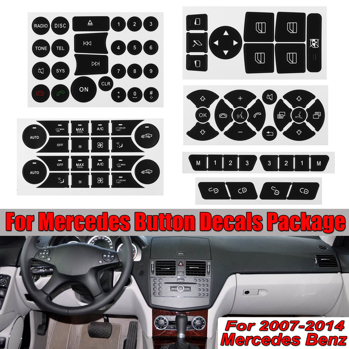 For-2007-2014-Mercedes-Benz-Car-Repair-Button-Door-Steering-AC-Window-Radio-Stickers-1655954