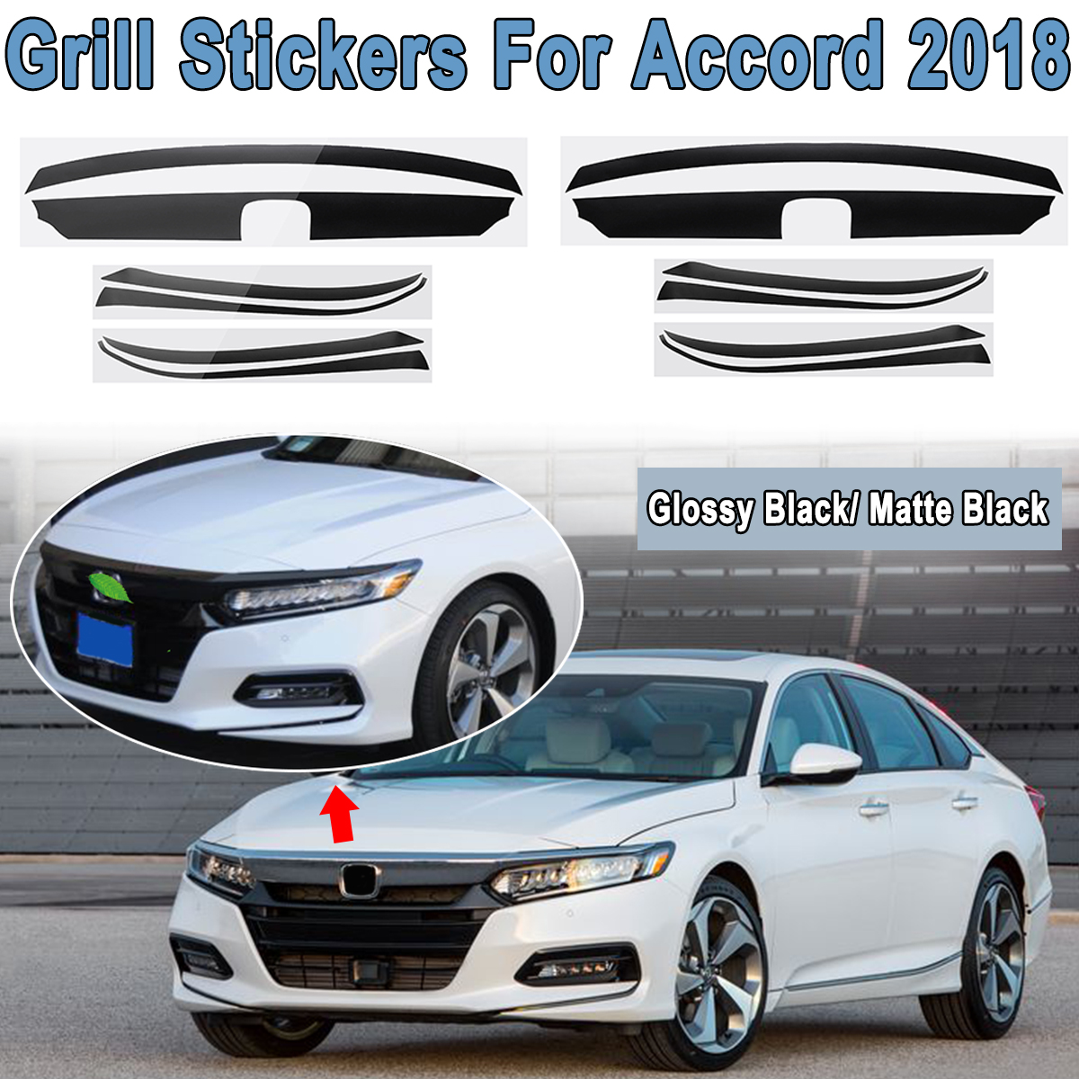 For-2018-Hondas-Accord-10th-4-Door-Front-Grill-Grille-Trim-Sticker-Decals-1686784