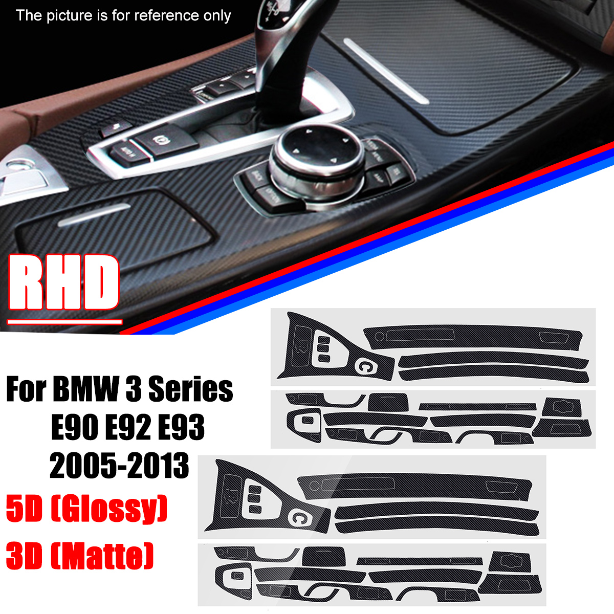 RHD-Carbon-Fiber-Vinyl-Film-Interior-Sticker-Vinyl-For-BMW-3-Series-E90-E92-E93-2005-2013-1599701