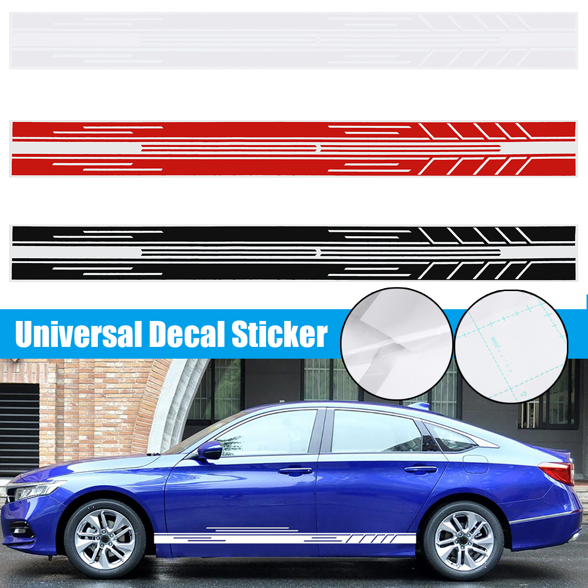 Universal-2X-Car-Racing-Black-Long-Stripe-Graphics-Side-Body-Vinyl-Decal-Stickers-1567710