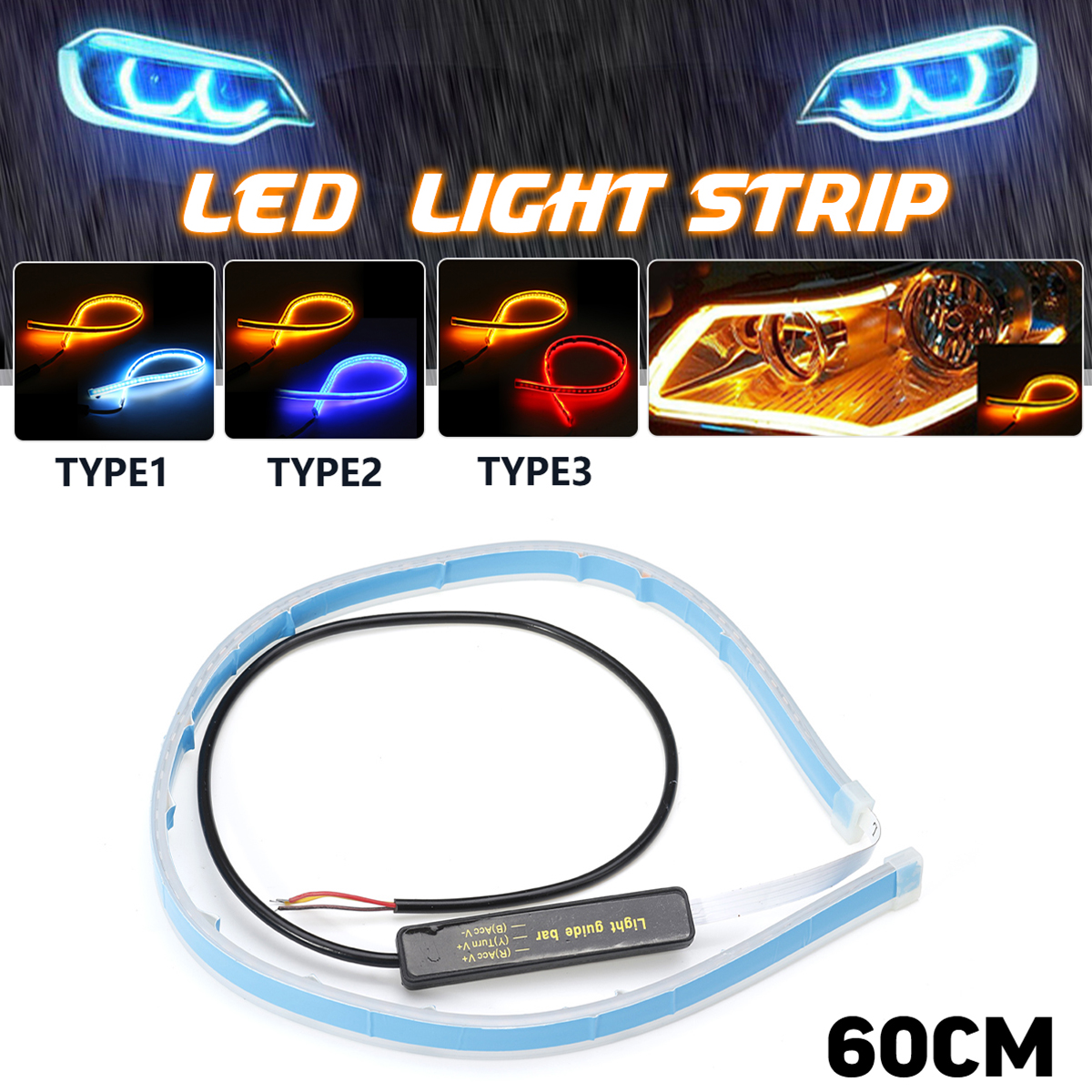 12V-10W-60CM-Car-LED-Strip-Light-Daytime-Running-Turn-Signal-Angel-Eye-Headlight-Lamp-Waterproof-1722461
