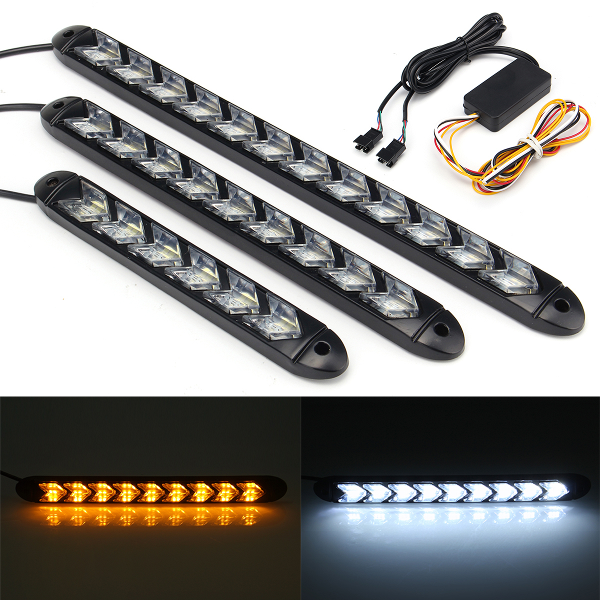 2X-Flowing-LED-Lights-Flexible-DRL-Turn-Signal-Lamp-Strip-Switchback-WhiteAmber-1638006