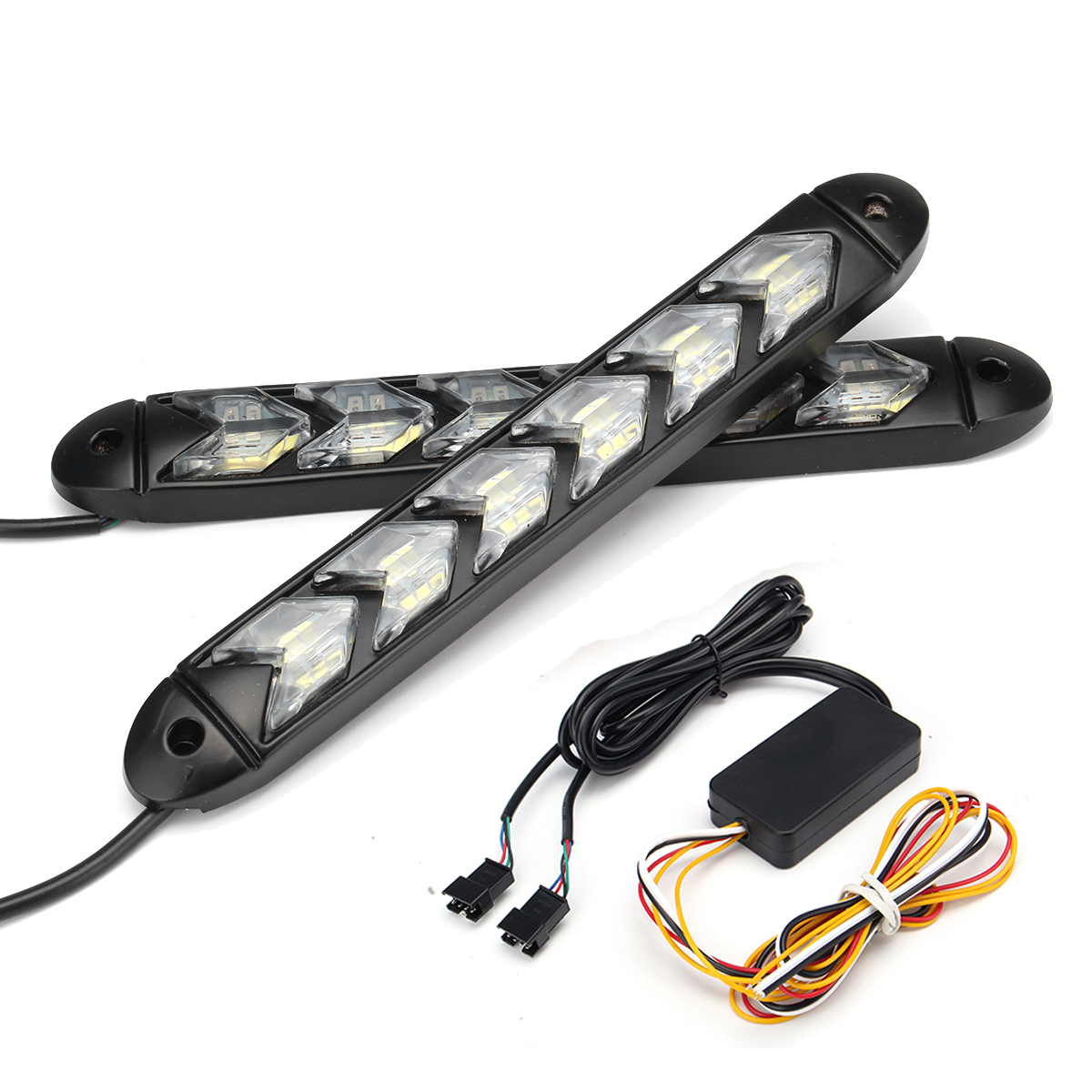 2X-Flowing-LED-Lights-Flexible-DRL-Turn-Signal-Lamp-Strip-Switchback-WhiteAmber-1638006