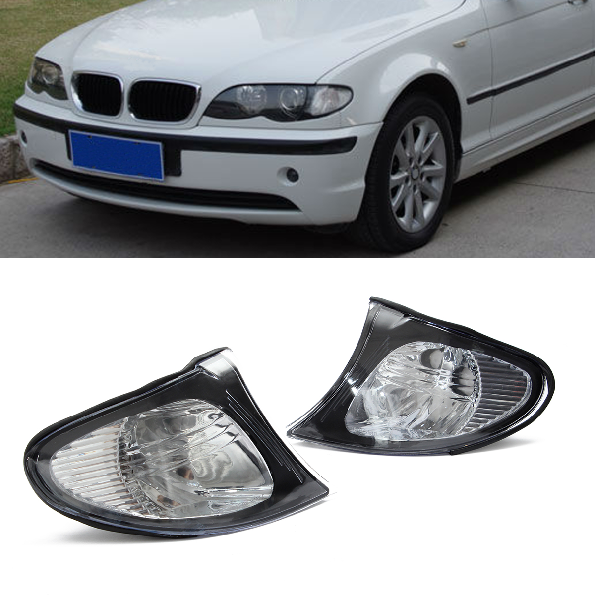Pair-Corner-Lights-Side-Light-For-BMW-E46-3-Series-4DR-02-05-325i-330i-Clear-Lens-1053612