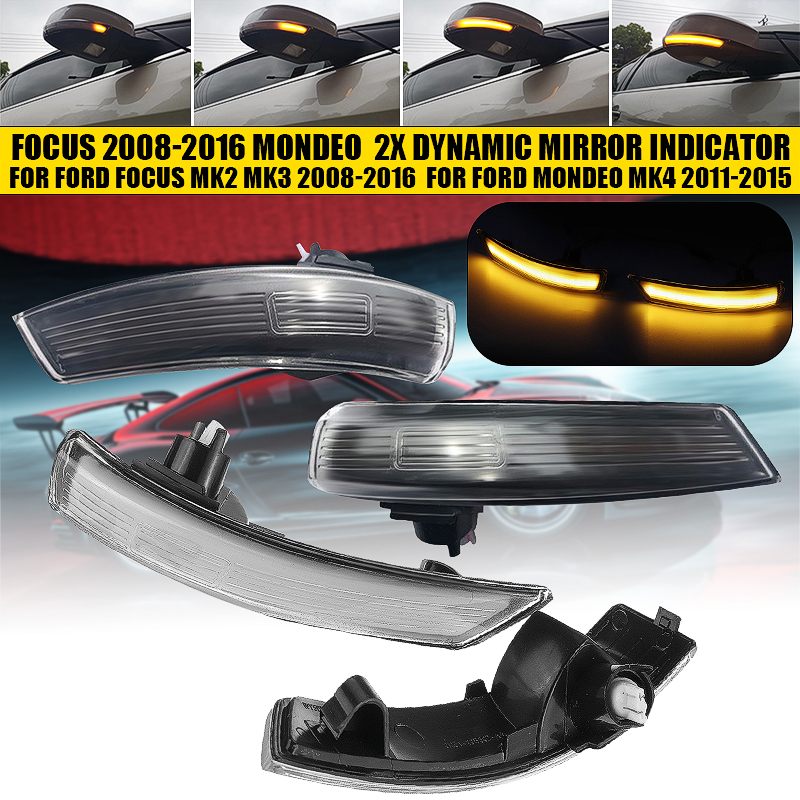 Pair-Dynamic-Door-Wing-Mirror-LED-Turn-Indicator-Signal-Lights-Amber-For-Ford-Focus-MK2-MK3-Mondeo-M-1609791