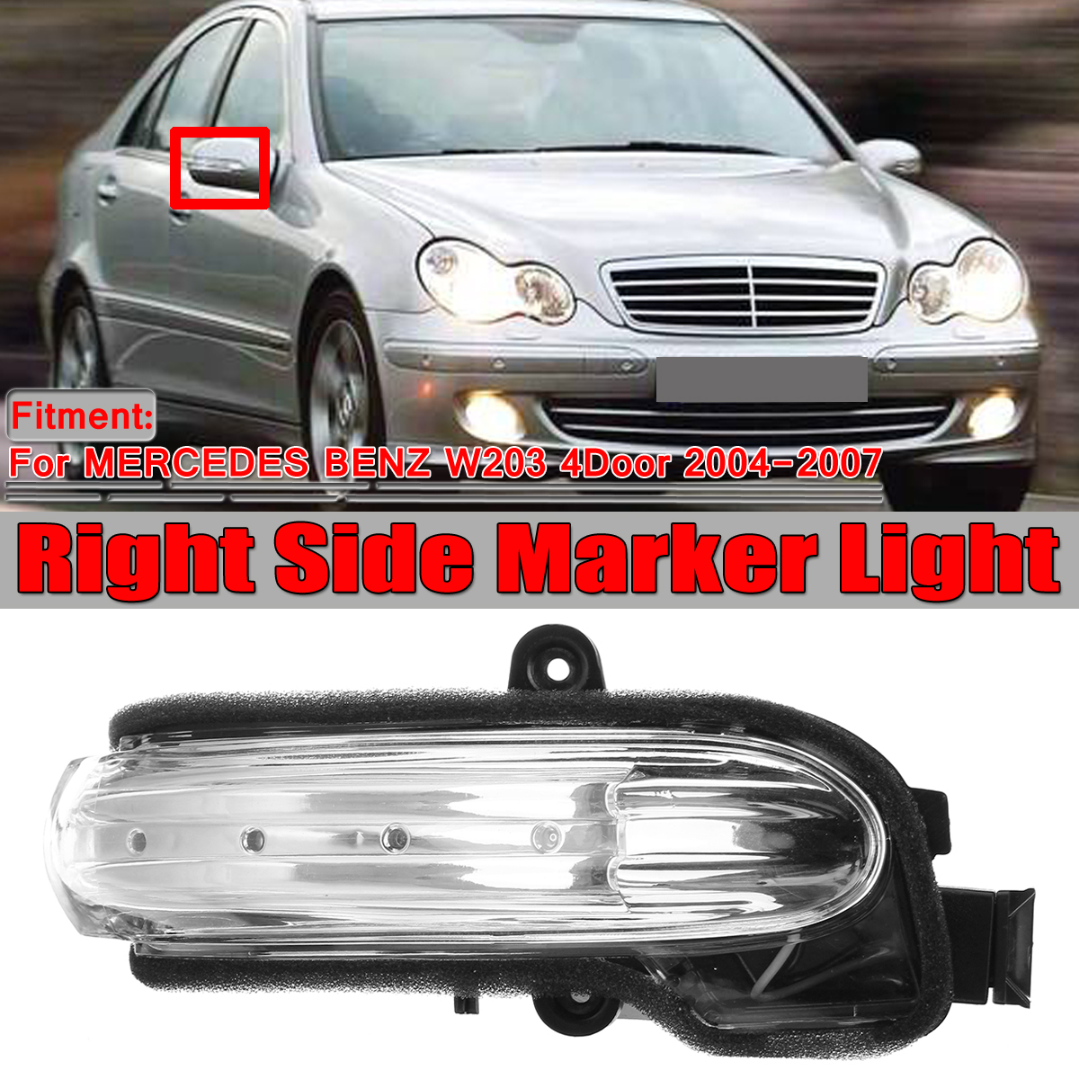 Right-Door-Wing-Mirror-Lights-Turn-Indicator-Lamp-Yellow-For-MERCEDES-W203-4-Door-2004-2007-A2038201-1514963