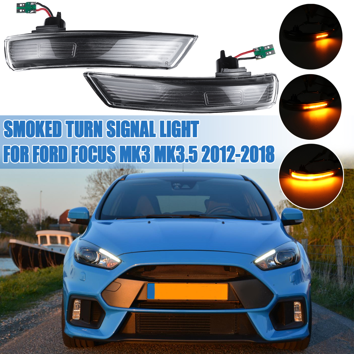 Smoked--LED-Dynamic-Turn-Signal-Lights-Side-Mirror-Blinker-Indicator-Lamp-Yellow-Pair-For-Ford-Focus-1542759