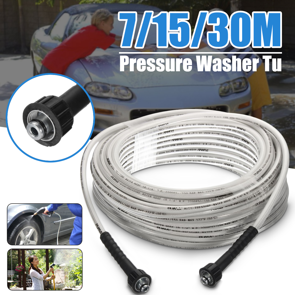 516-x-50Ft-Electric-Power-Morflex-Pressure-Washer-Hose-4000-PSI-7m15m30m-1286584
