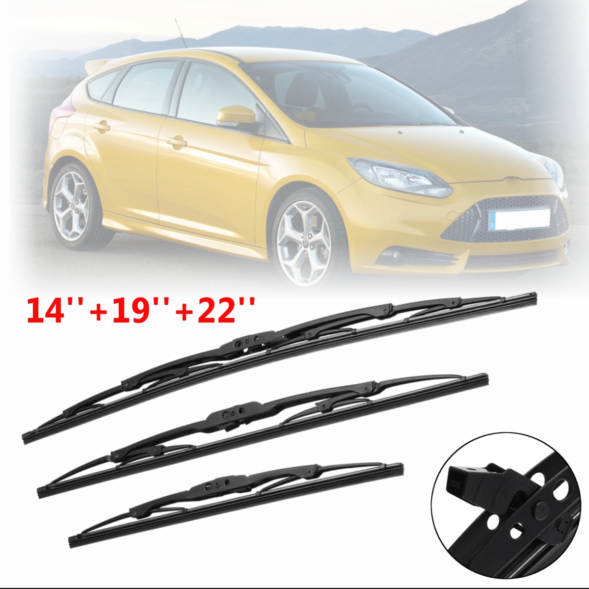 Front-Rear-Metal-Frame-Windscreen-Wiper-Blades-Complete-Set-For-Ford-Focus-Hatchback-MK1-98-05-1334123