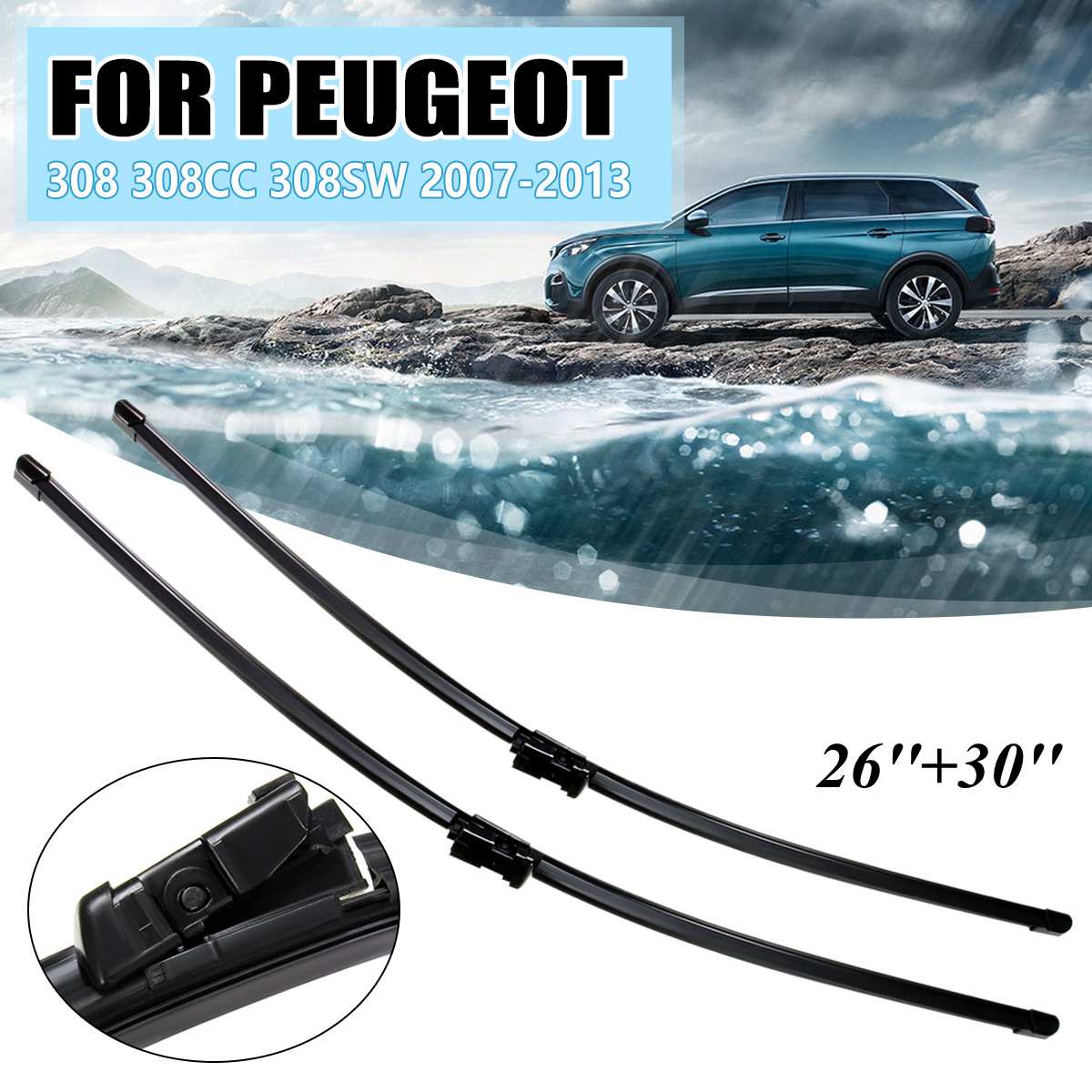 Front-Windscreen-Wiper-Blades-26-30-for-Peugeot-308308CC308SW-2007-2013-RHD-965049