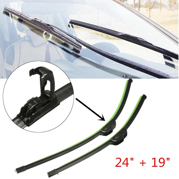 Pair-24-inch-19-inch-Universal-J-Hook-Car-Window-Wind-Shield-Wiper-Blade-1063134