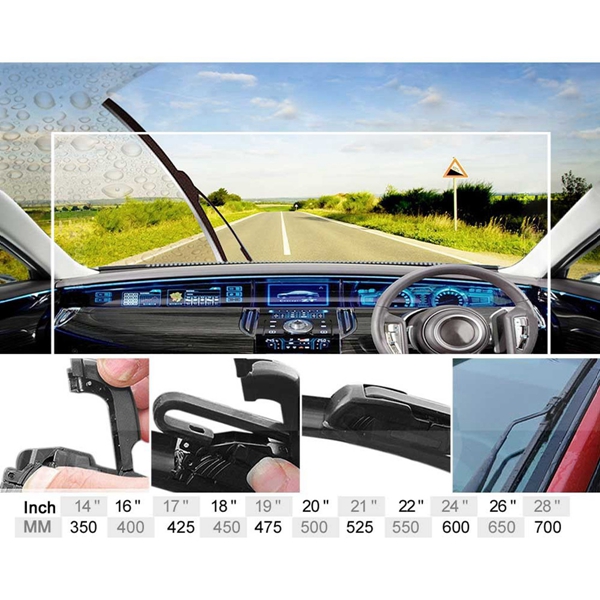 Pair-24-inch-19-inch-Universal-J-Hook-Car-Window-Wind-Shield-Wiper-Blade-1063134