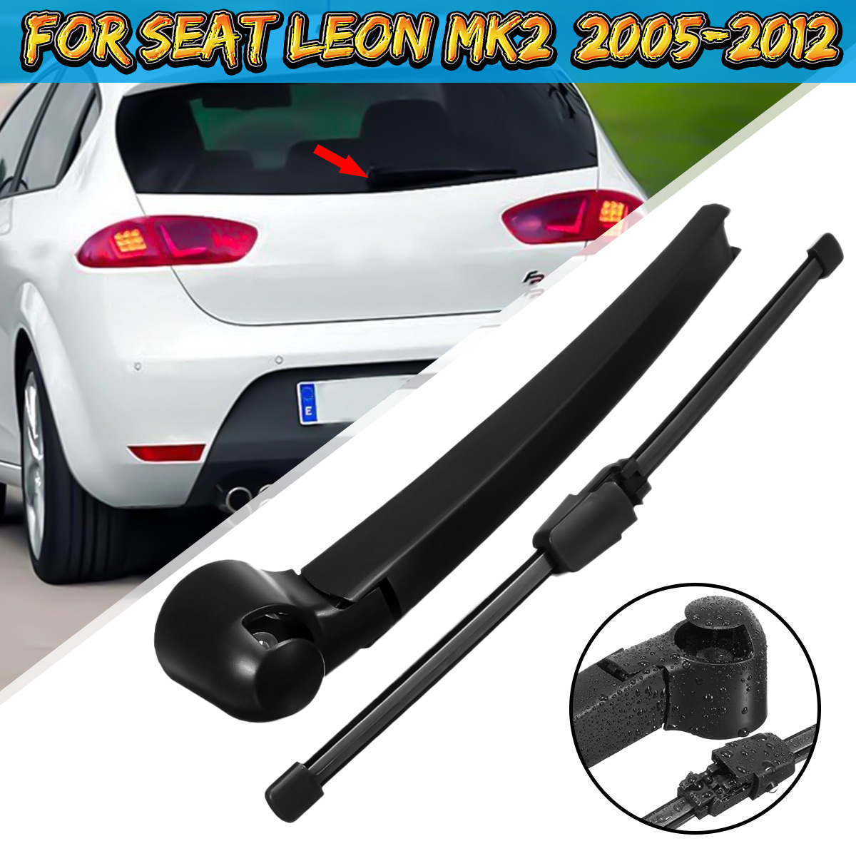 Rear-Windscreen-Window-Wiper-Arm-with-Blade-Set-For-Seat-Leon-MK2-2005-2012-Altea-XL-2006-Up-1586803