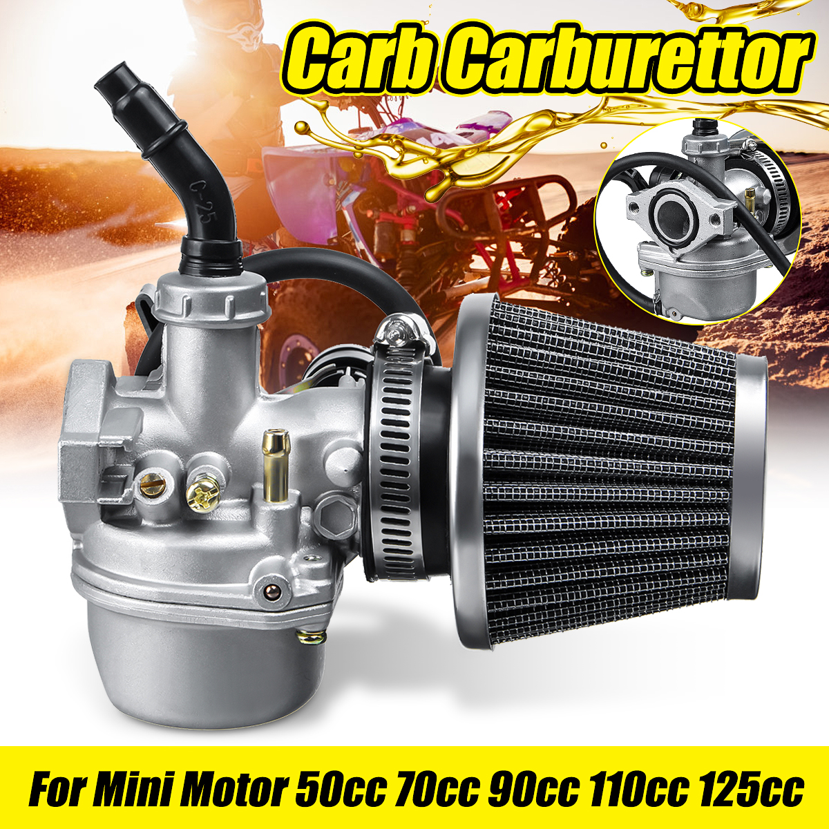 19mm-Carb-Carburetor--Air-Filter-For-Mini-Motor-ATV-Quad-5070-90110125cc-1563414
