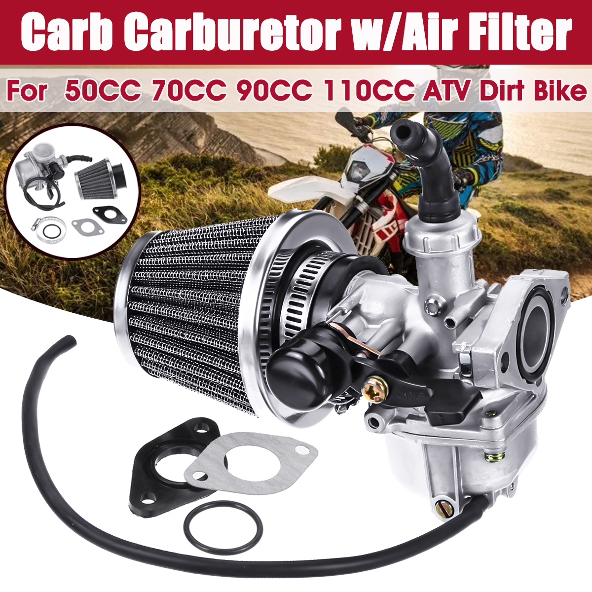 50cc-70cc-90cc-110cc-125cc-Carb-Carburetor-With-Air-Filter-Intake-Pipe-Gasket-For-Mini-Motor-ATV-Qua-1687012