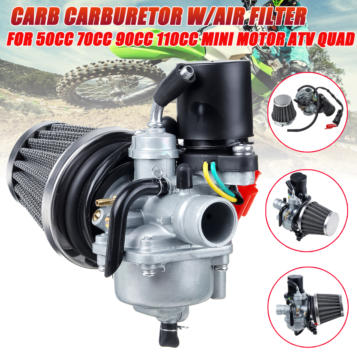50cc-70cc-90cc-110cc-Carb-Carburetor-With-Air-Filter-Intake-PipeGasket-For-ATV-Quad-Mini-Motor-Go-Ka-1693105