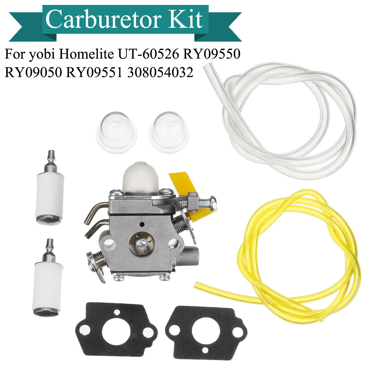 Carburetor-For-Yobi-Homelite-UT-60526-RY09550-RY09050-RY09551-308054032-Primer-Bulb-Fuel-Filter-O-1297107