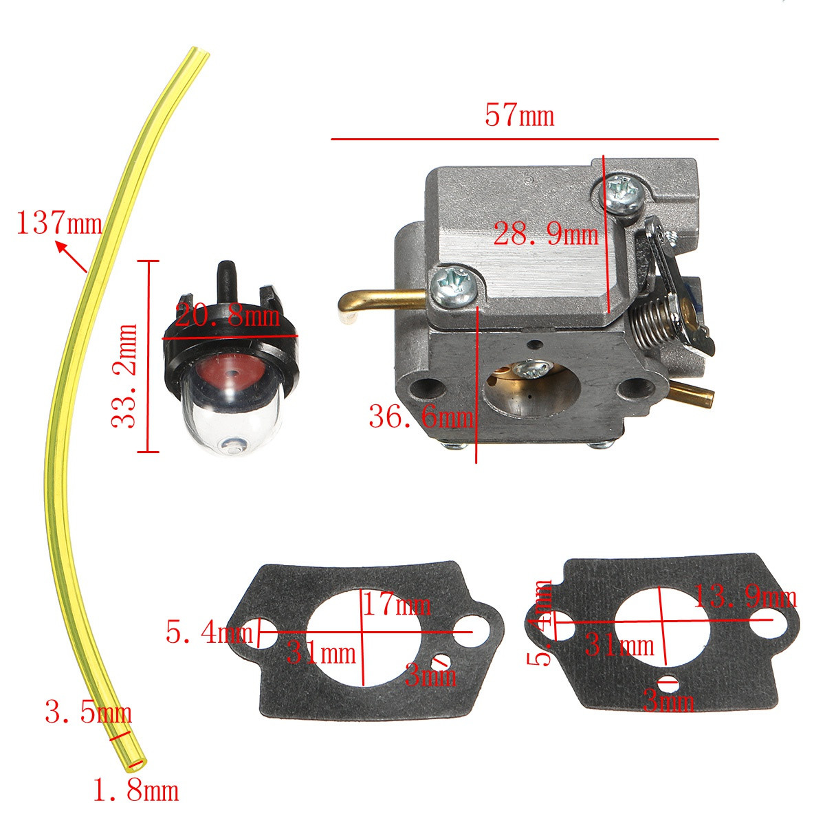 Carburetor-Gaskets-Primer-Blub-Fuel-Line-For-WT-827-Ryan-Ryobi-7843753-05133-1147875