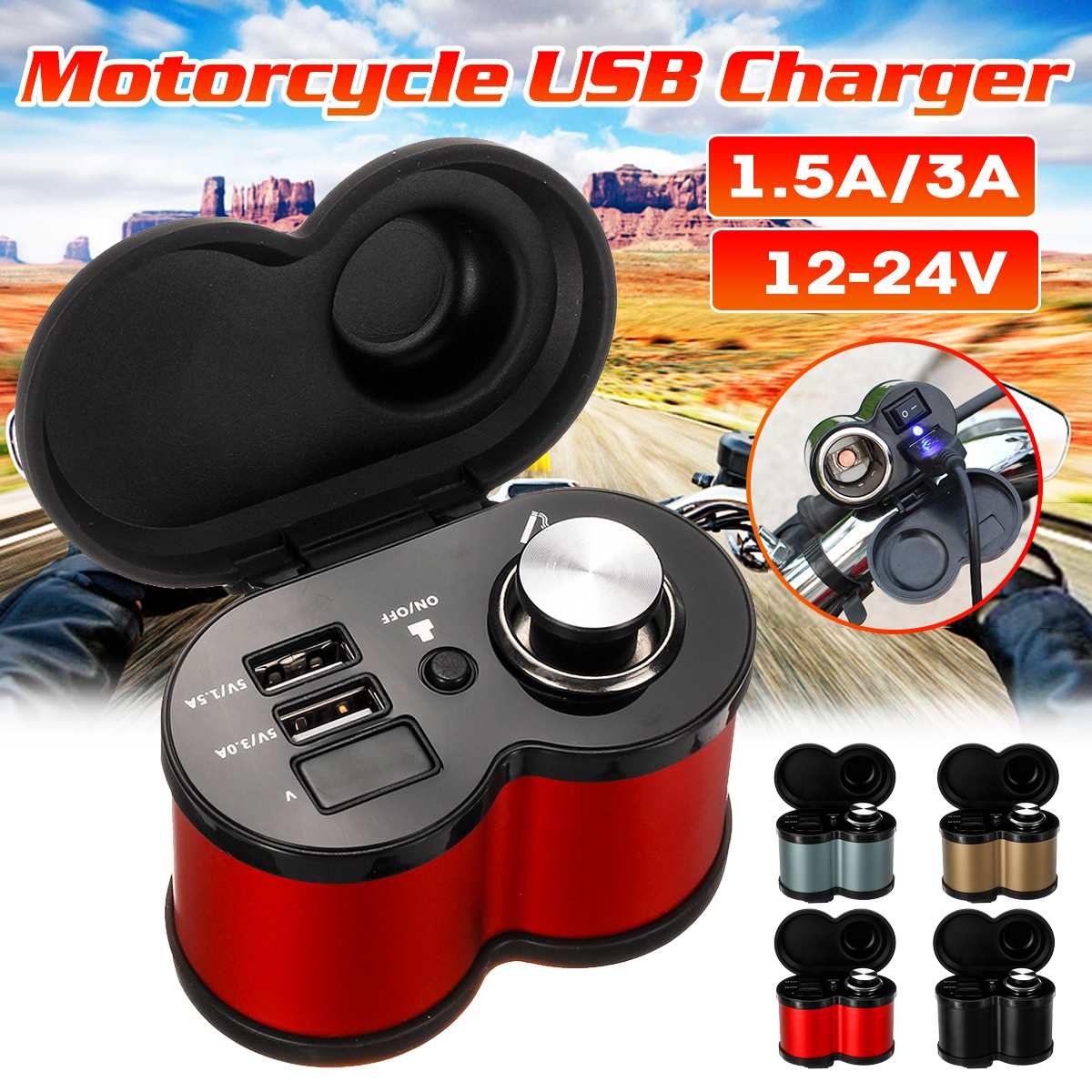 12V-24V-15A3A-Digital-Voltmeter-Quick-Fast-Charge-Dual-USB-Charger-Adapter-Cell-Phone-Waterproof-Soc-1609287