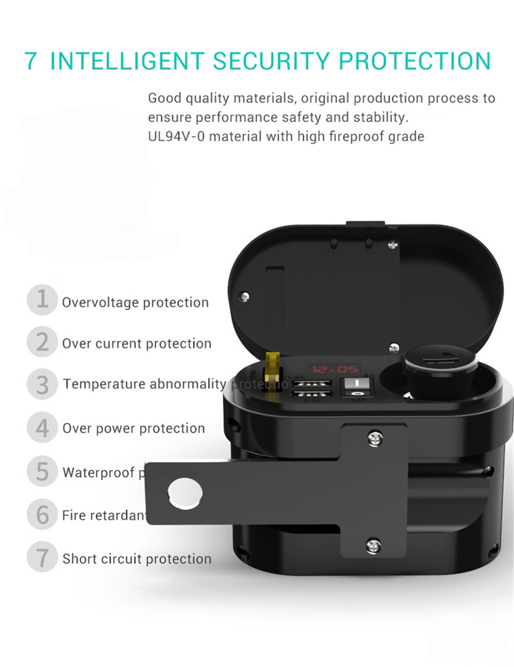 12V-24V-31A-Motorcycle-Waterproof-Charger-With-Clock-Dual-USB-Car-Voltmeter-1357828