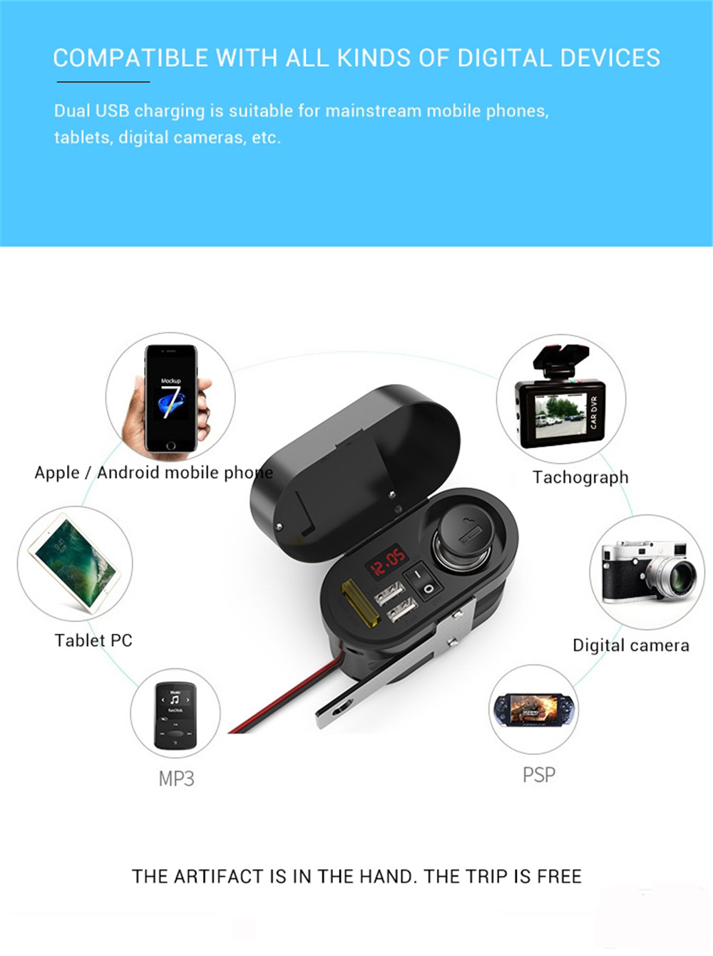 12V-24V-31A-Motorcycle-Waterproof-Charger-With-Clock-Dual-USB-Car-Voltmeter-1357828