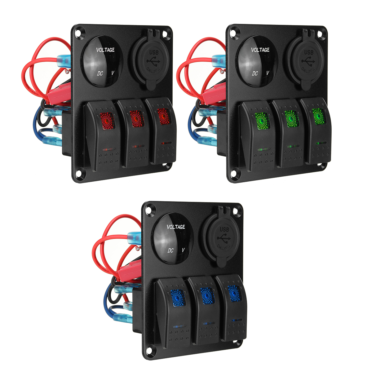 12V-3-Gang-Dual-USB-ON-OFF-Toggle-Switch-Panel-Socket-LED-Car-Marine-Boat-Rocker-1814504