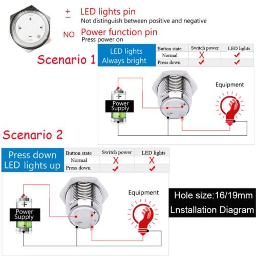 12V-5-Pin-16mm-LED-Light-Metal-Push-Button-Momentary-Switch-Waterproof-1258131