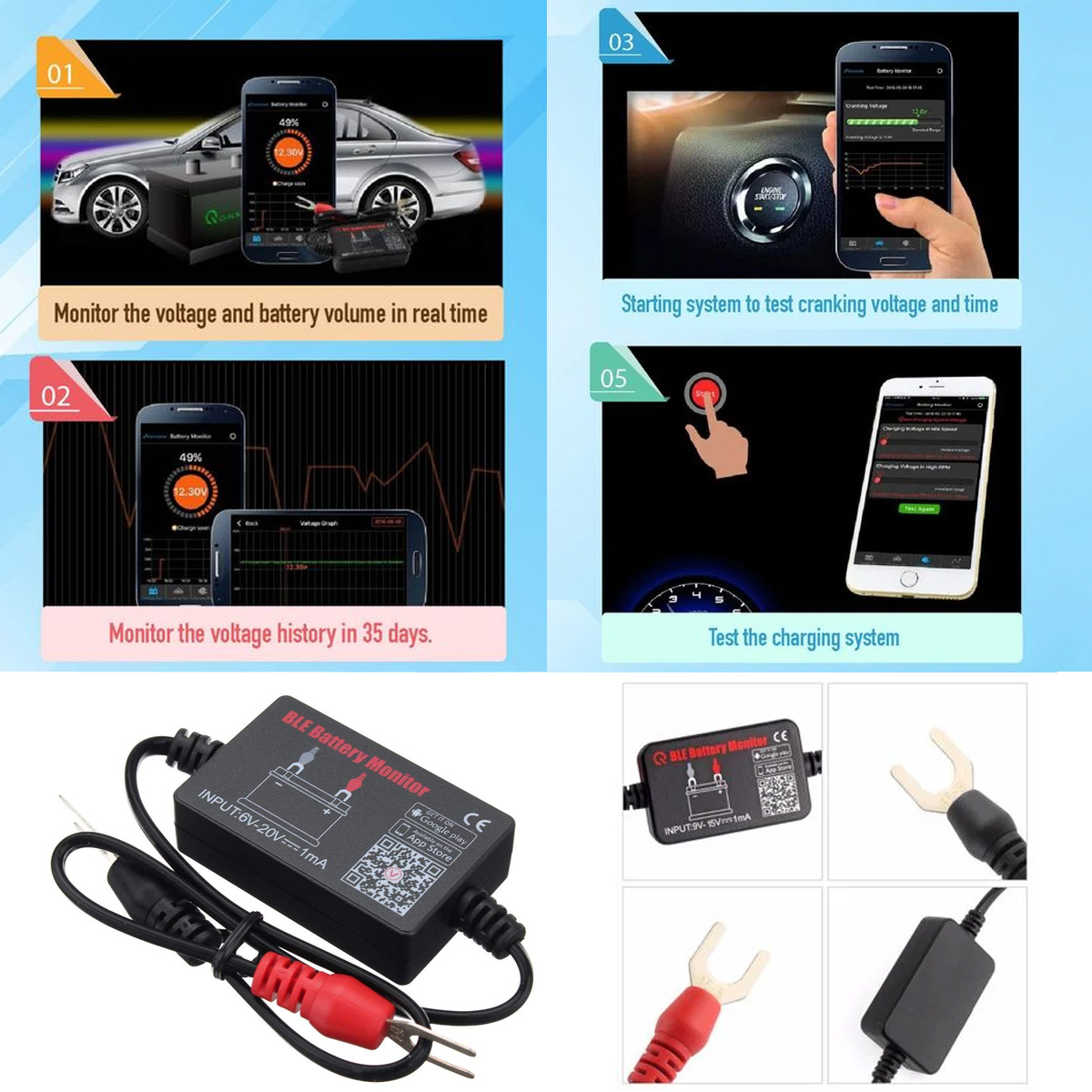 12V-Battery-Monitor-Via-blue-tooth-40-Voltage-Meter-Tester-WAuto-Alarm-BM2-1670915