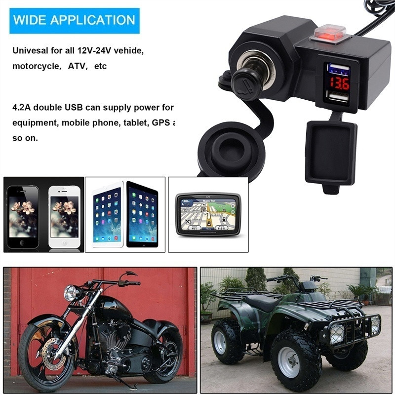 12V-Waterproof-Dual-USB-Charger-Power-Adapter-Socket--Voltage-Voltmeter-1407372